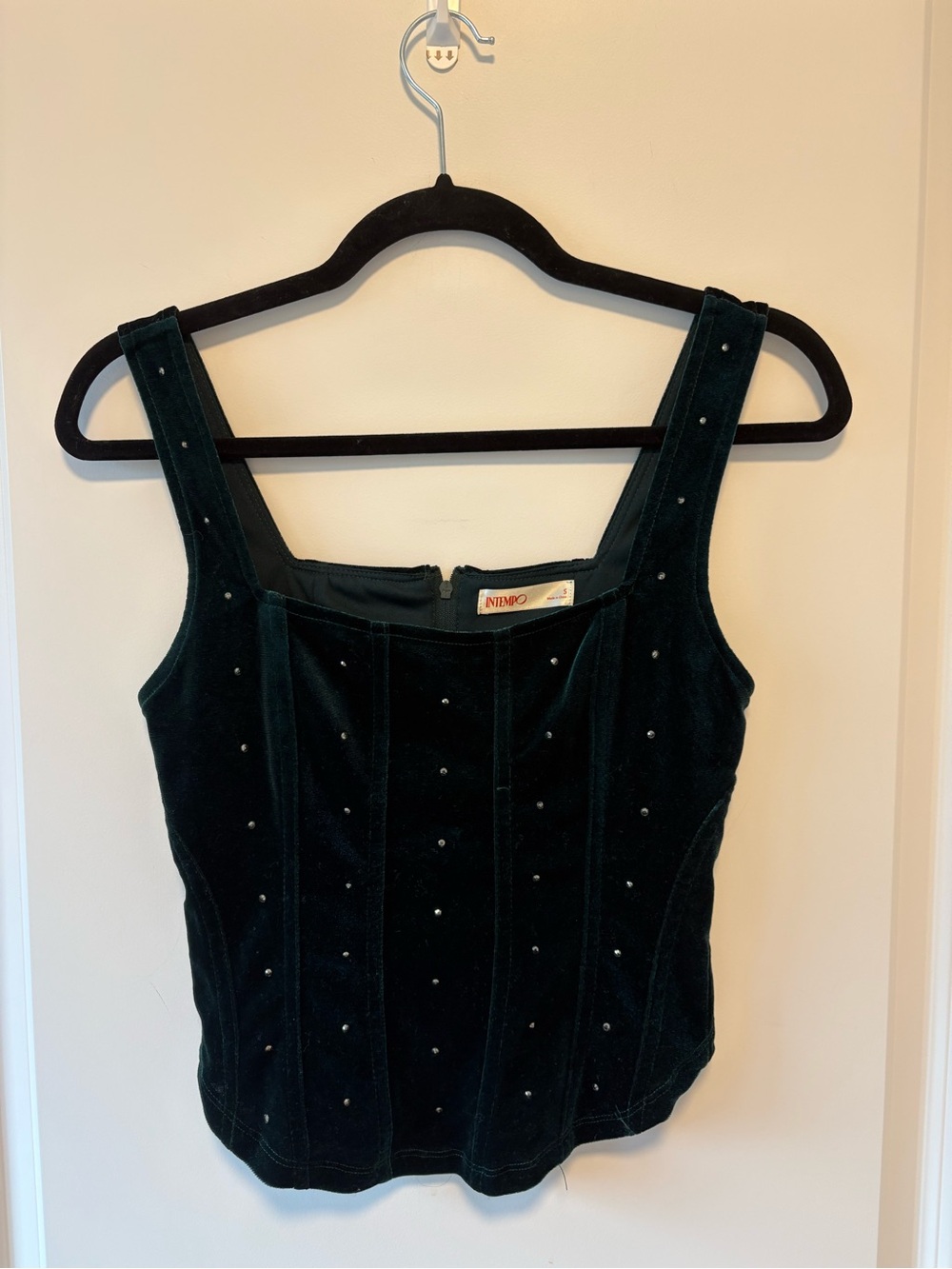 Ninyo Black Velvet Studded Crop Top
